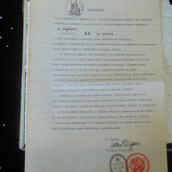 I Pagliacci Bradford Exchange Alabaster Plate - Picture 11 of 16